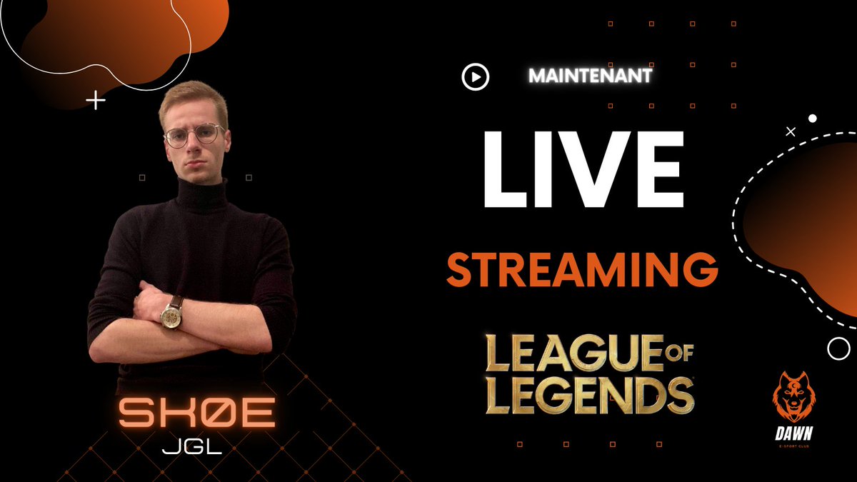 DawnESport's tweet photo. On est en live sur Twitch ! 
Viens soutenir Skøe dans son rush Master en SoloQ sur la faille ⚔
https://Twitch.tu/dawnesport 

FCDAWN 🖤🧡 https://t.co/p118ZH2zra