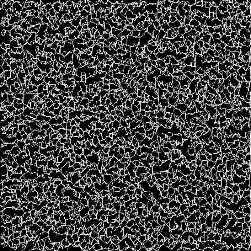KoeiUral's tweet photo. ... trying to connect 10k randomly distributed points without intersections. The algorithm is surly not optimal but quite buggy  😅 ... any hint is more than welcome!😘#p5js #genartclub #processing https://t.co/vCd0ctRgqZ