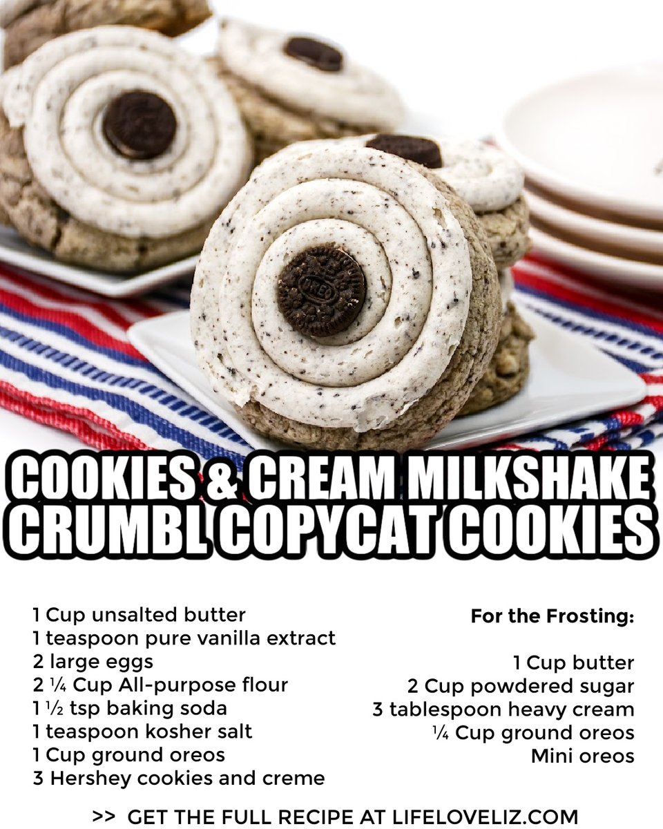 LifeLuvLiz's tweet photo. Love the soft and chewy Crumbl Cookies and Cream Milkshake cookies? Here’s how to make them at home with our copycat recipe!

>> https://t.co/UUduPHs9HF https://t.co/PQfZFr4mHA