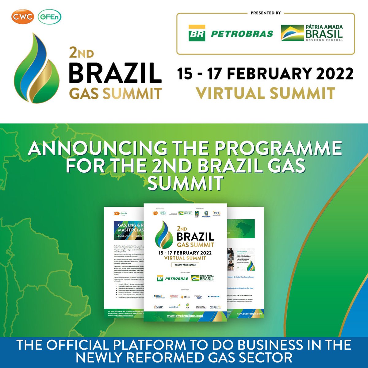 agenciaeixos's tweet photo. We're pleased to announce the Programme for the 2nd #BrazilGasSummit, presented by @petrobras and the Federal Government of Brazil. The Summit welcomes the public &amp; private sectors, and encourages sustainable growth for the country’s long-term future.
➡️ https://t.co/kBMxWUt812 https://t.co/OBFvuL93il