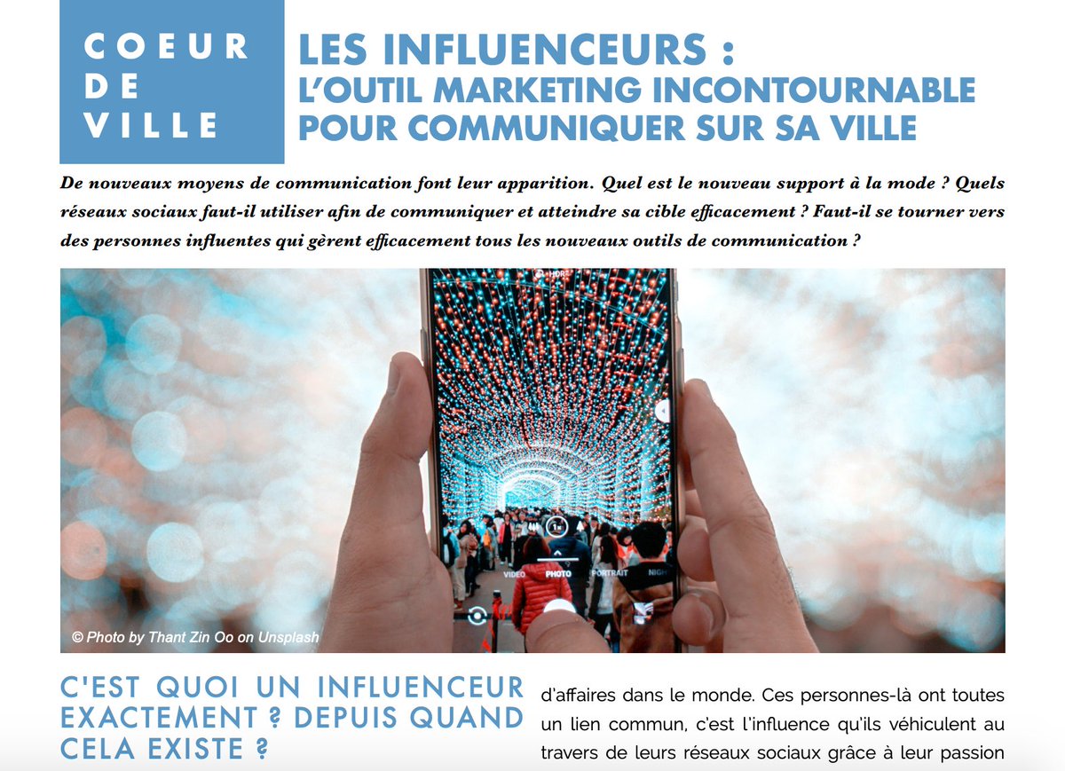 AMCV_gcv's tweet photo. Le #marketing d' #influence est devenu aujourd'hui un outil incontournable dans la #communication, pourquoi ne pas l'utiliser pour promouvoir votre ville? 
On vous en parle dans un dossier complet dans la newsletter #TendanceCentreVille ! -> https://t.co/Ft6T7pZ5l1

#AMCV https://t.co/bIWYmBU5Nt