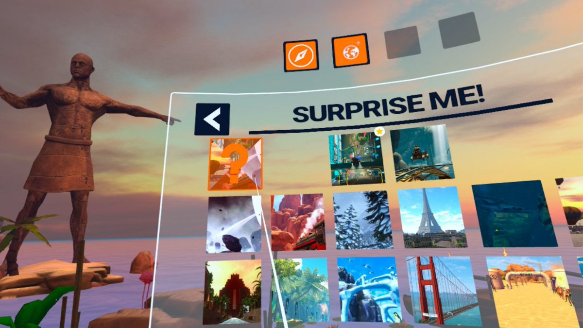 holofitvr's tweet photo. Not sure which #HOLOworld to pick?
Click on the SURPRISE ME! button and start your workout in a random HOLOworld. πΊ
#HOLOFIT #VRfitness #OculusQuest #MoveForReal https://t.co/G9SZtYh93x