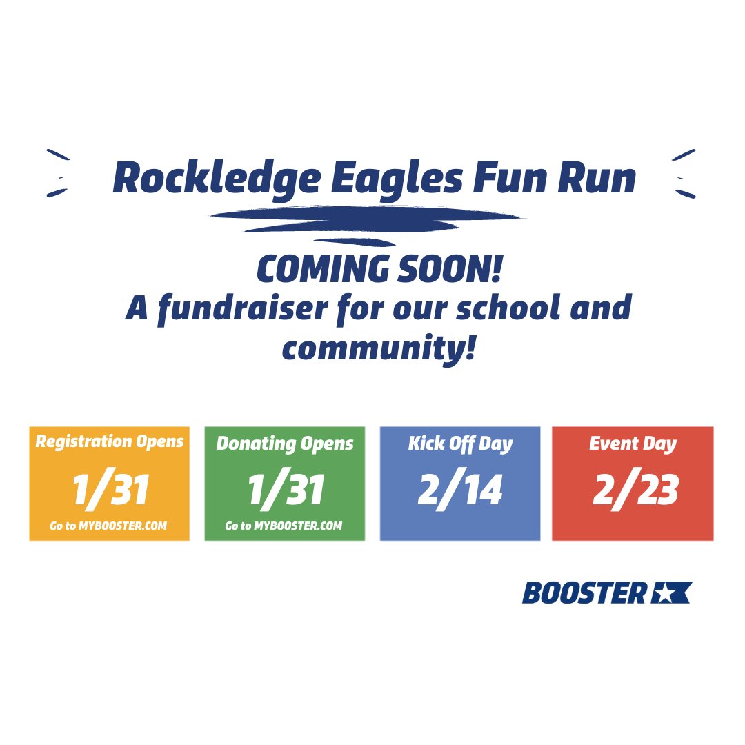 RockledgePWCS's tweet photo. In just 3 weeks, we’ll kick off our Rockledge Eagles Fun Run on 2/14! Our goal is to raise $7,500 for PTA projects that support school and students and to strengthen our school community. We are grateful for your support! https://t.co/0zRXryOrdh