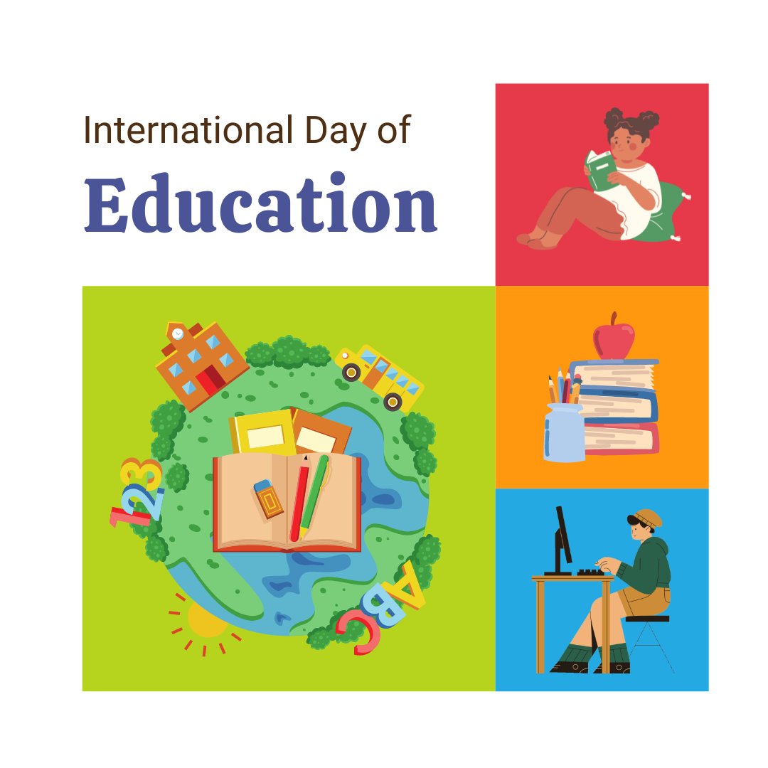 learn_style's tweet photo. Today is the 4th annual International Day of Education!

The United Nations General Assembly proclaimed January 24 as International Day of Education in celebration of the role of education for peace and development.

This year’s theme is “Changing Course, Transforming Education”. https://t.co/vxYeZWzyx6
