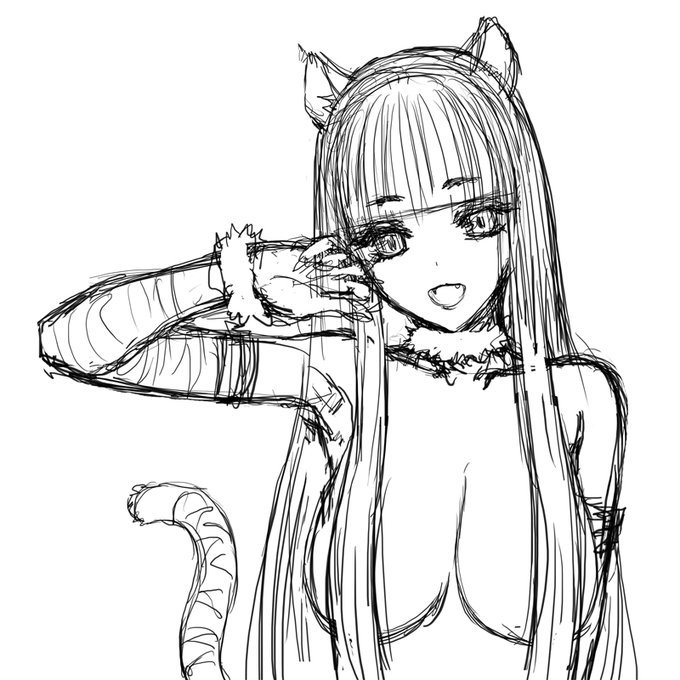 大ラフ→下書き→線画→地塗り
大ラフの顔の雰囲気がクリンナップで消えてしまった感w 