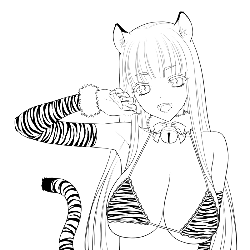 大ラフ→下書き→線画→地塗り
大ラフの顔の雰囲気がクリンナップで消えてしまった感w 