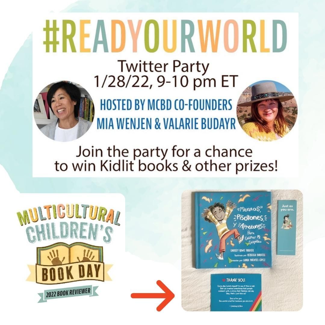 ⭐ Get ready for <a href="/MCChildsBookDay/">ReadYourWorld</a> #ReadYourWorld Twitter party! 1/28 at 9 pm ET, diverse book recs &amp;  #kidlit bundle giveaway every 5 mins!

 @makeawaymedia  #diversebooks #diversereads <a href="/JandyFR/">Jandy Flores M.Ed BCBA</a> <a href="/theorah/">Bex Burgess- Ceasefire NOW</a>  <a href="/SitkaPubLibrary/">Sitka Public Library</a> <a href="/WigglesBook/">Wiggles, Stomps and Squeezes Calm My Jitters Down</a> @valariebudayr_ #MCBD2022 #neurodiversity