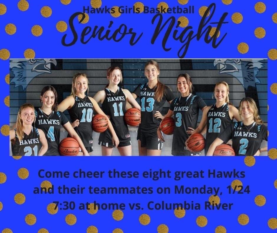 SENIOR NIGHT!!  Come support this unprecedented large Senior Class of 2022!  vs <a href="/ColRiverSports/">CRHS Athletics</a>, 7:30pm,  (8) Seniors have been #Grinders for 4 years thru Covid &amp; and the toughest League/District in the State! <a href="/rochedamon/">Damon Roche</a> <a href="/360preps/">Columbian preps</a> #HAWKHAVOC!