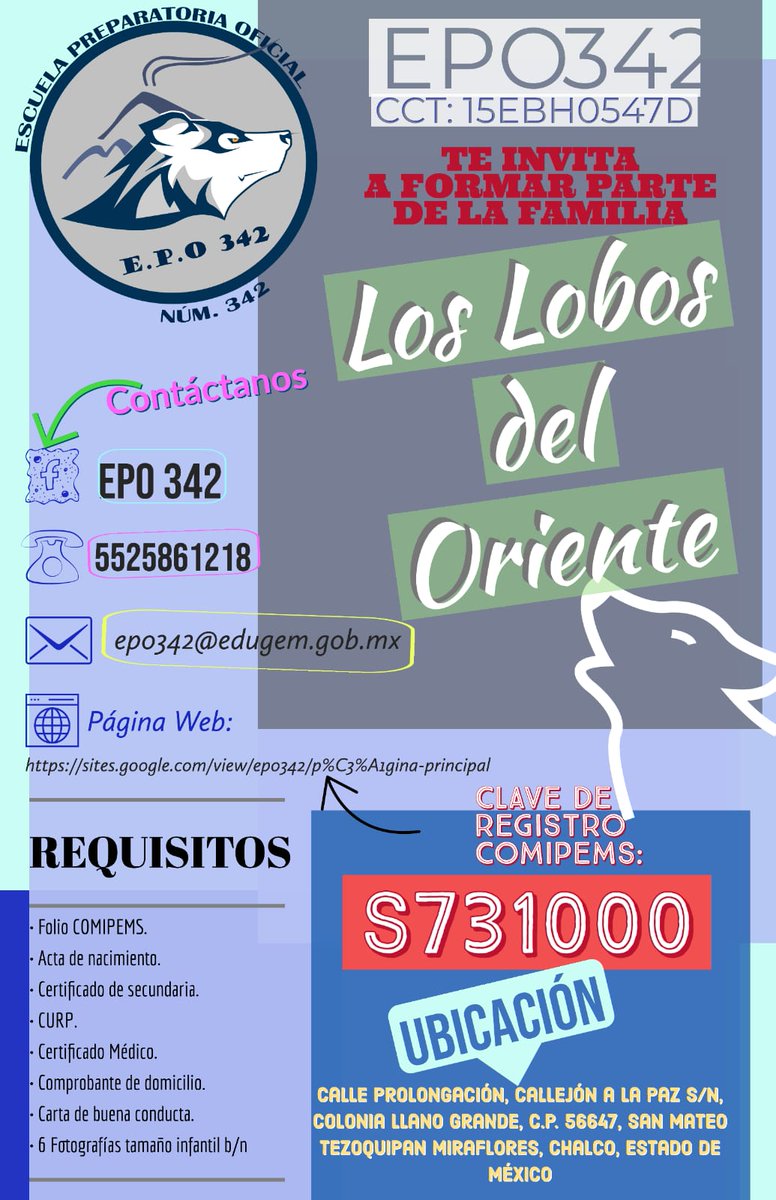 Homar692's tweet photo. La epo 342 te invita a ser parte de su comunidad estudiantil, somos tu mejor opción #lobos342 https://t.co/kcLWJ5HWZD