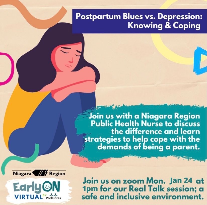 NiagaraParents's tweet photo. Today at 1p.m. join @EarlyONsbyPortCares and @NiagaraParents to learn more about #PostpartumBlues vs #PostpartumDepression and tips on coping with the stress of #parenting. To register click here: https://t.co/7b7EpGxUw2 https://t.co/dhiELQ8vAi