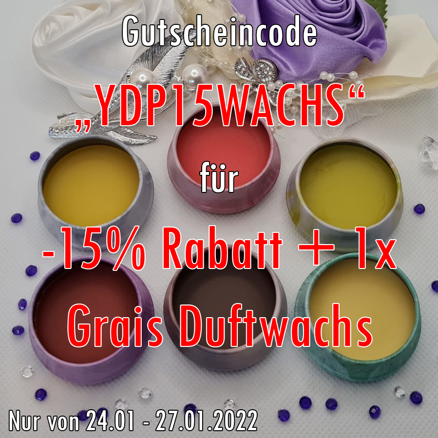 YDP_Tweet's tweet photo. Ab heute gibt es -15% + 1x gratis Duftwachs zu jeder Bestellung,

mit den Gutscheincode "YDP15WACHS". 

Überall bei uns einlösbar, aber nur von 24.01. bis 27.01.2022!

#YourDiamondPainting #DiamondPainting #Diy https://t.co/ExY1qyjYRE