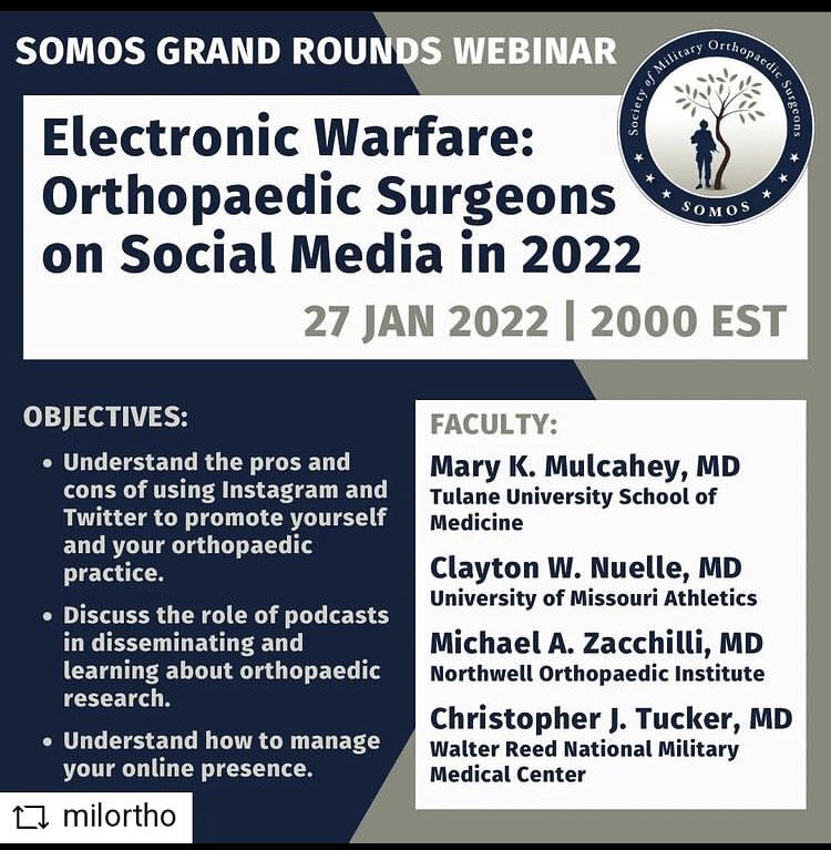 NuelleSportsMD's tweet photo. Don’t forget to sign up for this upcoming webinar on using social media within your practice!
#orthotwitter #MedTwitter #socialmedia @MilOrtho https://t.co/kwN0OwqhvH