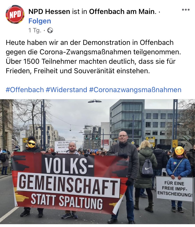 of_tristesse's tweet photo. „Das Banner habe ich nicht gesehen und ich bin den Zug dreimal abgelaufen“, „Wo bitte habt ihr Nazis gesehen?“, „Was können wir dafür, wenn die auch mitlaufen?“ Hört endlich auf die Opfer zu spielen. Mit Nazis marschieren ist kein Spaziergang!! #of2201 #offenbach https://t.co/3FwWYG58GO