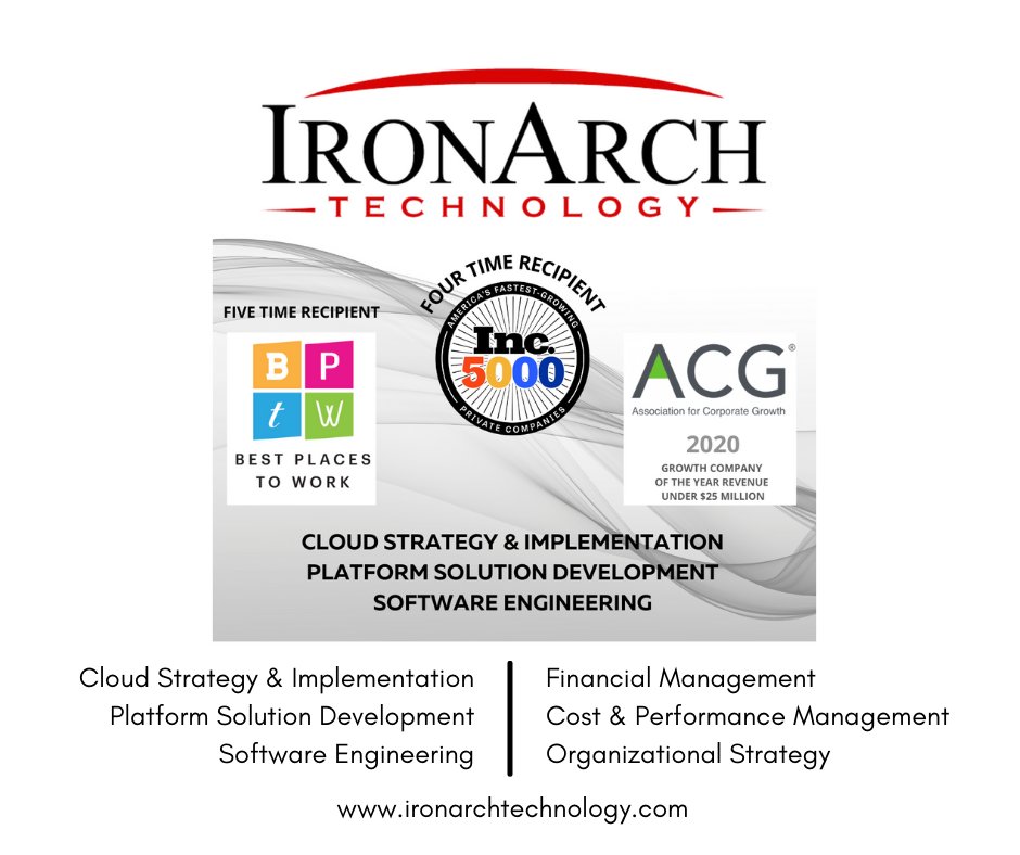<a href="/IronArchTech/">IronArch Technology</a> prides itself on its culture of creative innovation, collaboration, and transparency. They recognize that in order to be a successful team, each individual must be taken care of. Learn more about how they care for their employees ironarchtechnology.com