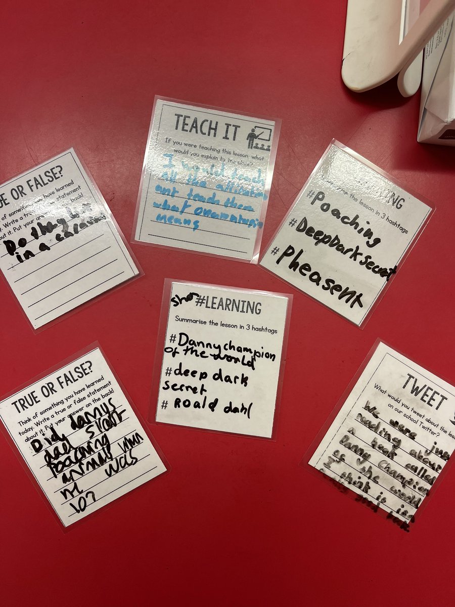 P7 loved trying out our new plenary cards from <a href="/TeachpalMissA/">Miss Armstrong</a> today! One of our reading groups did some for their book Danny Champion of the World and said it was a great way to round up everything they had been talking about! <a href="/DanestoneP/">Danestone Primary</a>