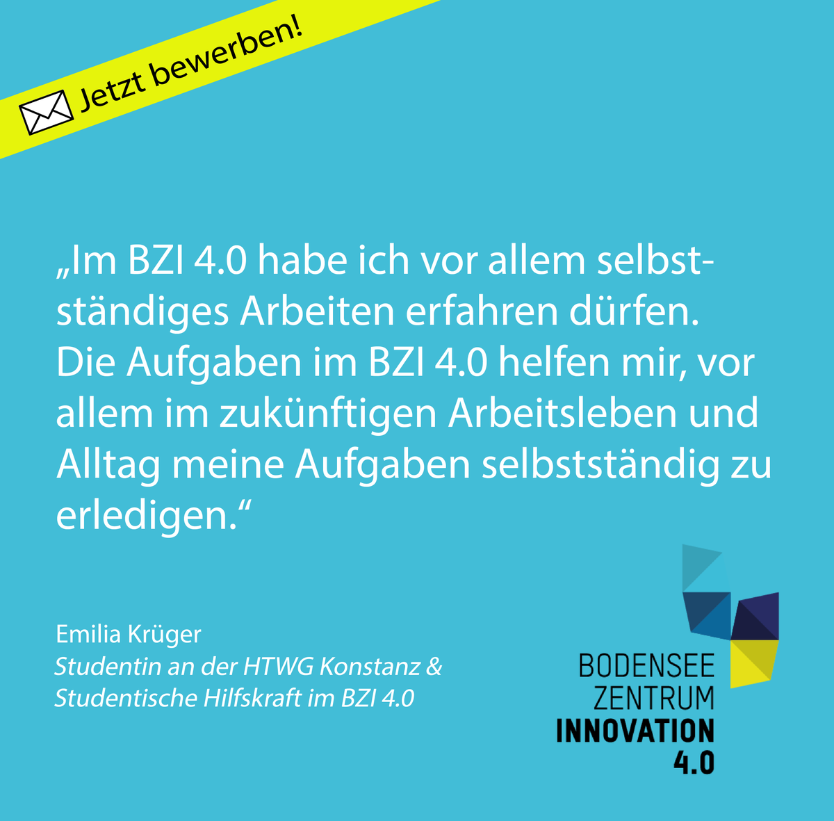 #JOBS Part I 
Studierende von @HTWG und <a href="/UniKonstanz/">Universität Konstanz</a> aufgepasst: 📢Jetzt beim BZI 4.0 als Studentische/Wissenschaftliche Hilfskraft bewerben und schon während dem Studium wertvolle Arbeitserfahrung sammeln. 🚀
Schau bei unseren Ausschreibungen vorbei: bit.ly/3H0ZWcO