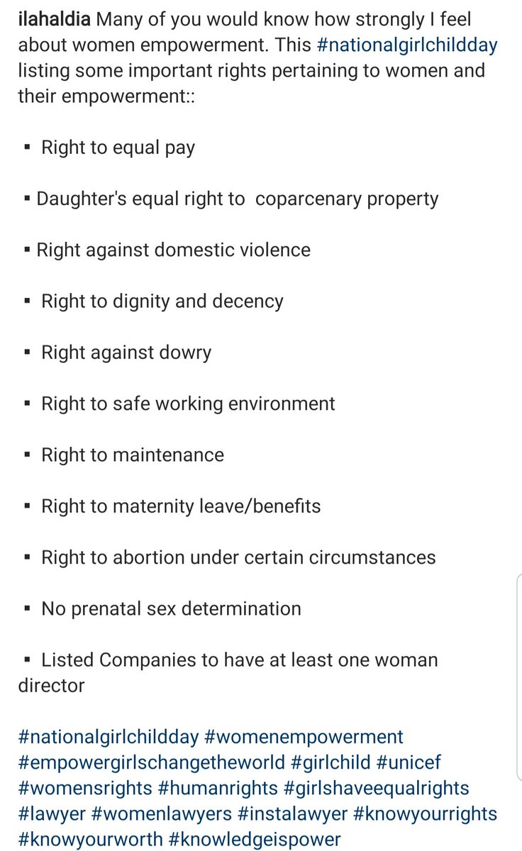 IlaSheel's tweet photo. @UNICEFIndia @MinistryWCD @smritiirani Important rights of women. Let's together work to empower the #girlchild https://t.co/0H5KS1lUZx