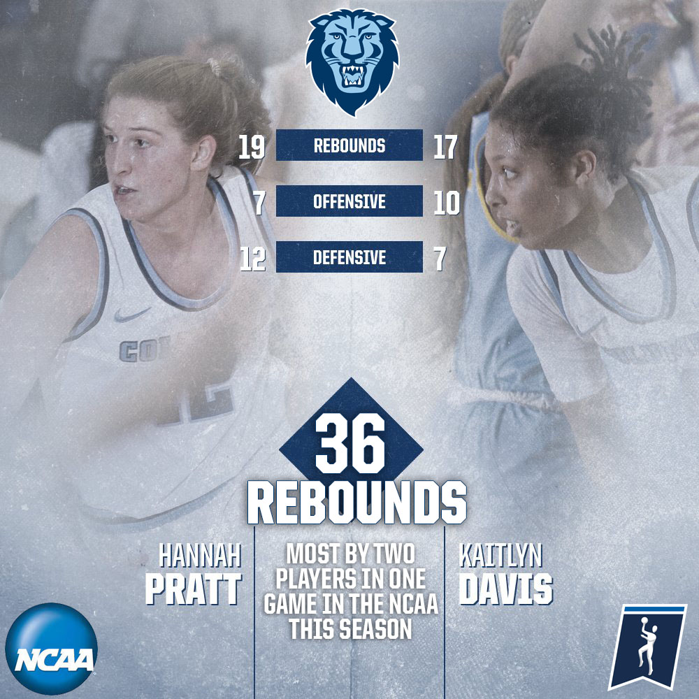 Did you know? <a href="/H_Pratt12/">Hannah Pratt</a> and Kaitlyn Davis combined for 36 rebounds in Saturday's win at Brown, which are the most by two teammates in a single game in NCAA Women's Basketball this season! 

<a href="/MarchMadnessWBB/">NCAA March Madness</a> <a href="/IvyLeague/">Ivy League</a> #NCAAw #NCAAwbb #Rebounds #RoarLionRoar