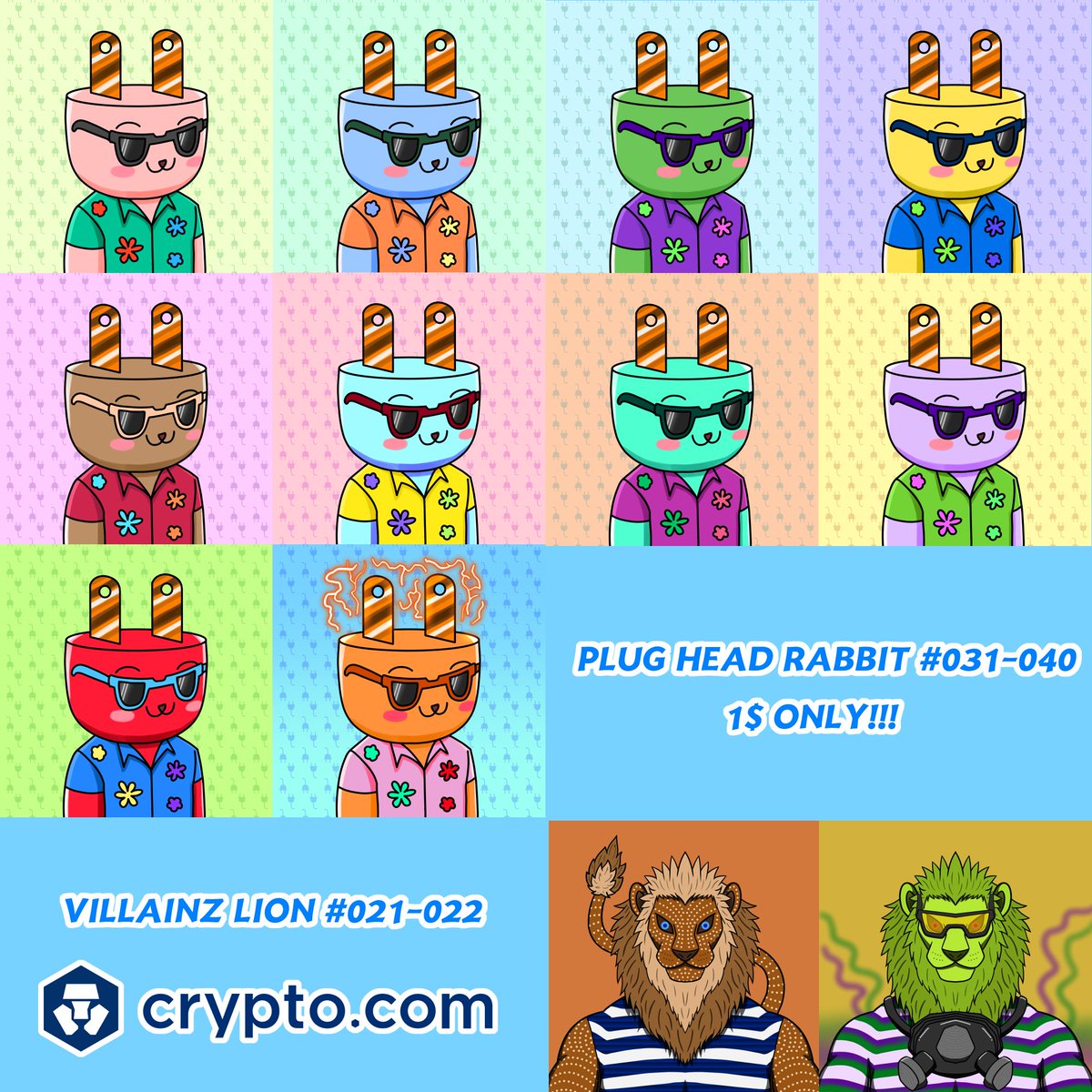 #NewDrop soon see ya guys.
PLUG HEAD RABBIT >bit.ly/33SRPAo 
VILLAINZ LION >bit.ly/3Jh63Lp
#NFTs #NFTCommunity #Cryptocom #cryptocommunity #cryptocomnft #NFTshill #nftasia #NFTTHAILAND #nftthai #nftrabbit #nftlion