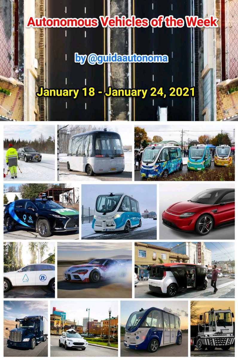 #AutonomousVehicles of the Week 
1️⃣ year ago:
January 18-January 24, 2021
🚗🚚🚌🚕

<a href="/Analytics_699/">Mack</a> <a href="/PawlowskiMario/">Mario</a> <a href="/HaroldSinnott/">Harold Sinnott 📲</a> <a href="/Fisheyebox/">Fisheyebox AI</a> <a href="/mvollmer1/">Dr. Marcell Vollmer 🇺🇦 #StaySafe #CES2025</a> <a href="/antgrasso/">Antonio Grasso</a> <a href="/PinakiLaskar/">PINAKI LASKAR</a> <a href="/JeroenBartelse/">Jeroen Bartelse</a> <a href="/FmFrancoise/">Françoise Morvan</a> <a href="/Ronald_vanLoon/">Ronald van Loon</a> 
<a href="/EvanKirstel/">Evan Kirstel #B2B #TechFluencer</a> 
#SelfDrivingCars #AI #IoT #5G #SmartCity