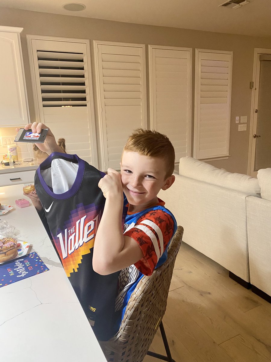 Aaron Bates (@a33bates) on Twitter photo The feeling my little guy got opening his Devin Booker jersey this morning <a href="/Suns/">Phoenix Suns</a> Happy 7th Birthday Buddy! The feeling my little guy got opening his Devin Booker jersey this morning <a href="/Suns/">Phoenix Suns</a> Happy 7th Birthday Buddy!