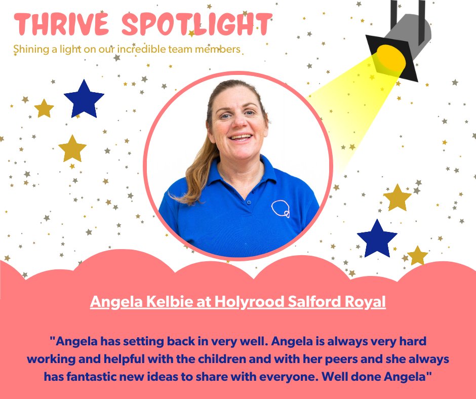 Sharing some lovely Spotlight nominations for Angela and Millie at Salford Royal and the whole team at Prestwich, well done to everyone! #thrivechildcare #teamthrive #holyroodnurseries