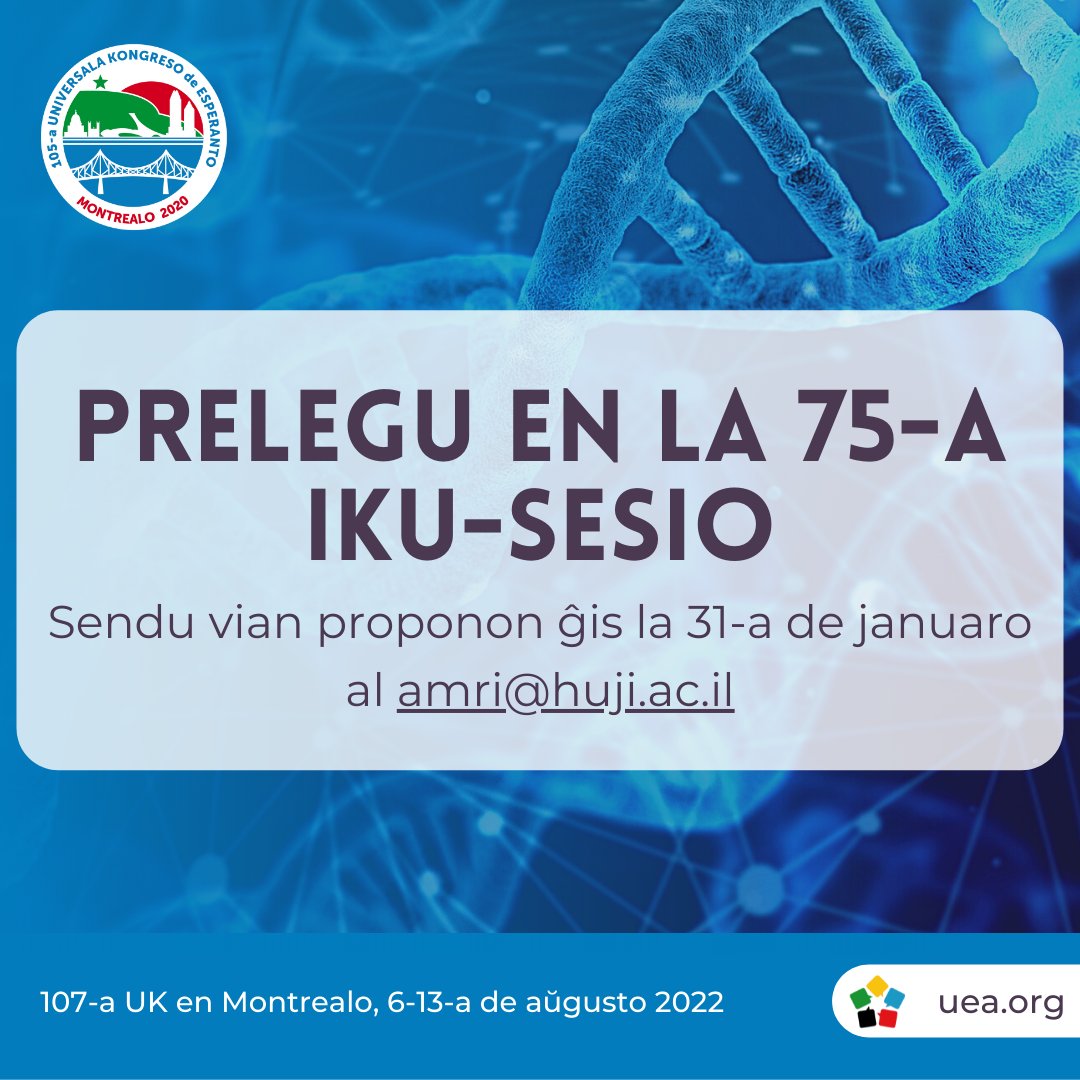 esperanto2022's tweet photo. Kontribuu al la 75-a sesio de la Internacia Kongresa Universitato (IKU), kiu okazos kadre de la 107-a Universala Kongreso en Montrealo! Eksciu pli ĉe ➡ https://t.co/gnJIOts1pB.
#esperanto #universalakongreso #esperanto2022 https://t.co/X2MRuAnMx3