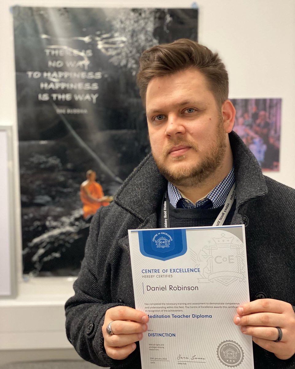 MalaLlamaTools's tweet photo. We are pleased to announce that our Director of Mindfulness and Strategic Initiatives Dan Robinson has completed and passed his Meditation Teacher Diploma with a Distinction from the Centre of Excellence and endorsed by the Quality Licence Scheme. https://t.co/rRVgWQdEaw