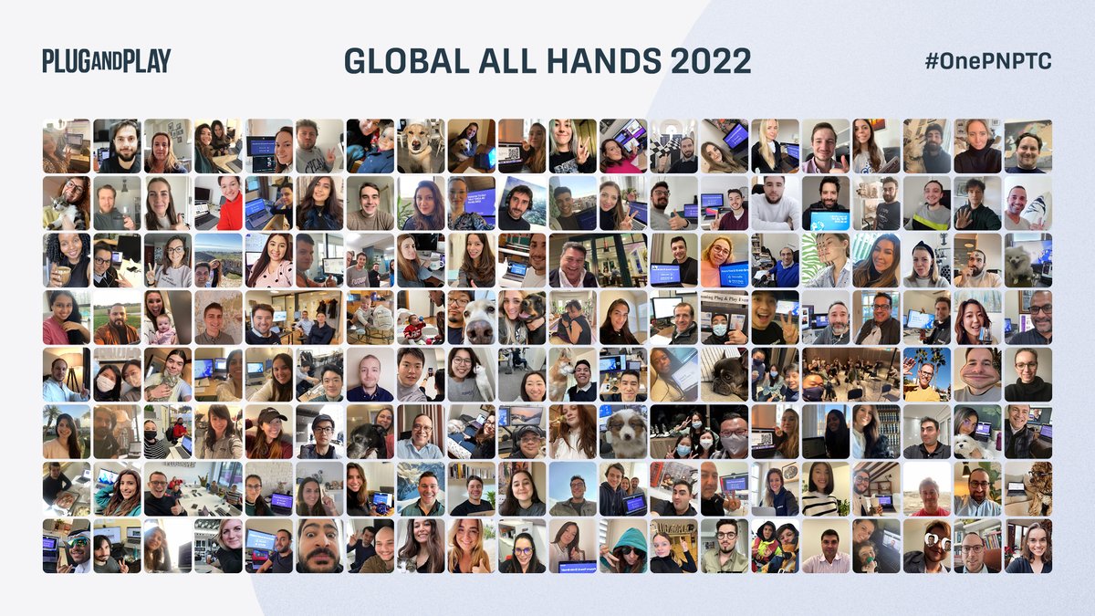 StartupAutobahn's tweet photo. GLOBAL ALL HANDS 2022 🙌
So great to see the @PlugandPlayTC family from all over the world at the GLOBAL ALL HANDS 2022 and to talk about the #topics and #goals for the new year.
We’re very happy to be part of it and of course ready for 2022 - #OnePNPTC 🚀.
#startupautobahn https://t.co/4noWQvL38W