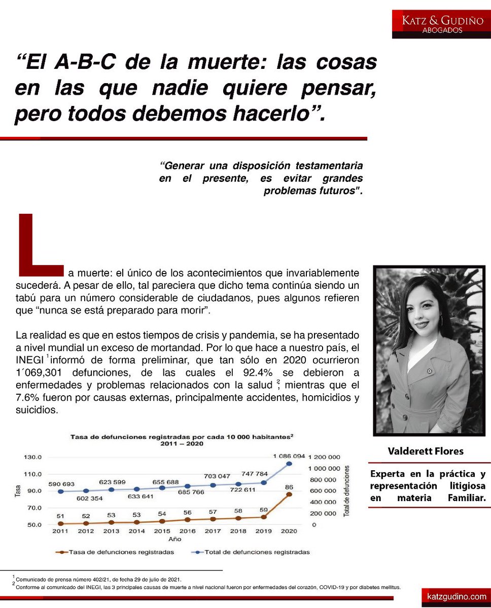 KatzGudino's tweet photo. Katz & Gudiño Abogados te comparte la reflexión de nuestra asociada Valderett Flores, sobre el ABC de la muerte: las cosas en las que nadie quiere pensar pero todos debemos hacerlo. #Testamento #Sucesión #Testador
https://t.co/A0QtZCwWKA https://t.co/Idv7QUG7Vk