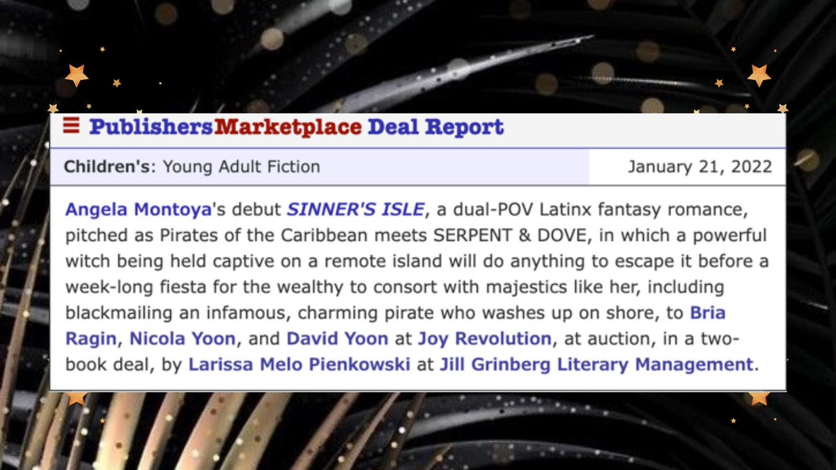 🌹🏴‍☠️🌟I HAVE NEWS🌟🏴‍☠️🌹

I’m BEYOND excited to announce:

WE GOT A BOOK DEAL, BABY!

I’m shook. I’m thrilled. I’m scared to death. But mostly, I’m just so damn grateful for everyone who’s ever believed in me and SINNER’S ISLE; the #Latine #yafantasy #romance of my dreams.