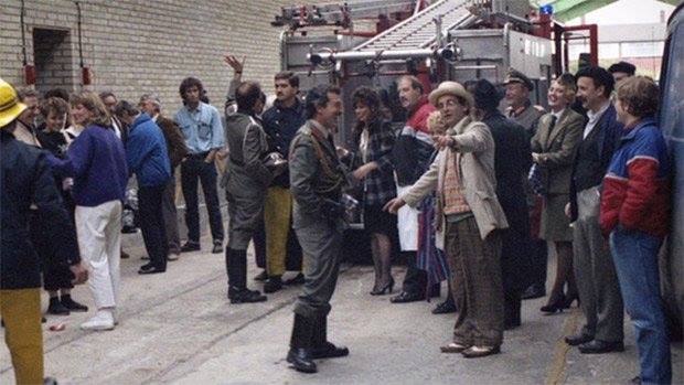 The greatest crossover that never was.

The day that Allo Allo and Doctor Who were filming at the same time, and the fire alarm went off.