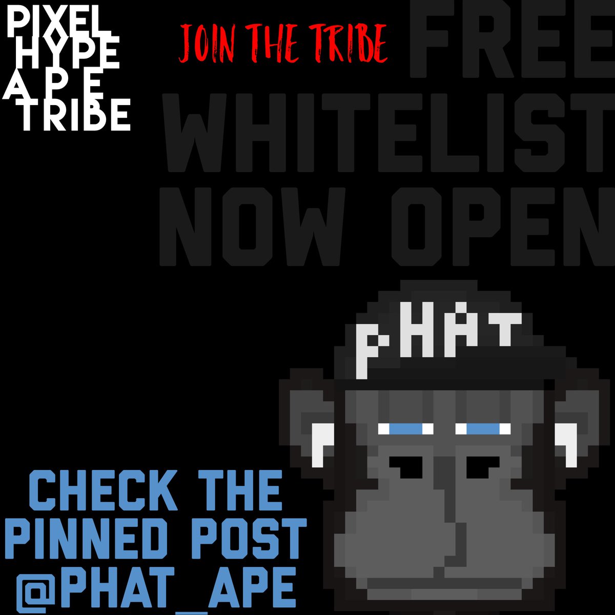 🎁*WIN A FREE MYSTERY NFT*🎁
To enter:
🔗FOLLOW
♻️RETWEET
📝 COMMENT ETH ADDRESS
🙋‍♂️TAG 2 FRIENDS
Winner will be picked Wednesday!
GOOD LUCK! 🍀

Checkout my pinned post and 
🦍 JOIN THE TRIBE 🦍
#pixelhypeapetribe #phatapes #nft #NFTGiveaway #freenft #NFTCommunity #ApeNFT