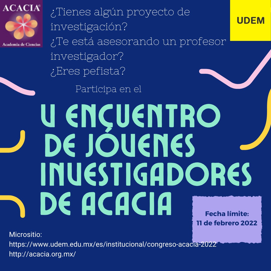 Buenos días! eres un estudiante de turismo realizando una investigación? Te invitamos al quinto encuentro de jóvenes investigadores ACACIA.

Anímate y conoce a jóvenes investigadores como tú.

udem.edu.mx/sites/default/…
