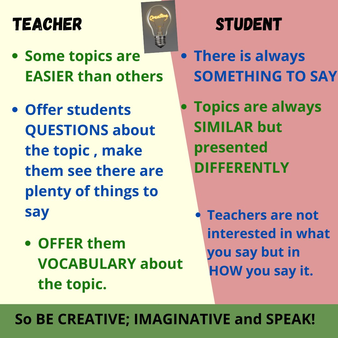 AuxiMarb's tweet photo. Does it ring a bell? As a teacher, this is something I very frequently hear. What do we do to help students face the "terrible speaking test"?
A new tip for both teachers and students!
#teacherstudent #EscuelasAmigas #Englishteacher
#speakingtests https://t.co/BFnTBpozw0