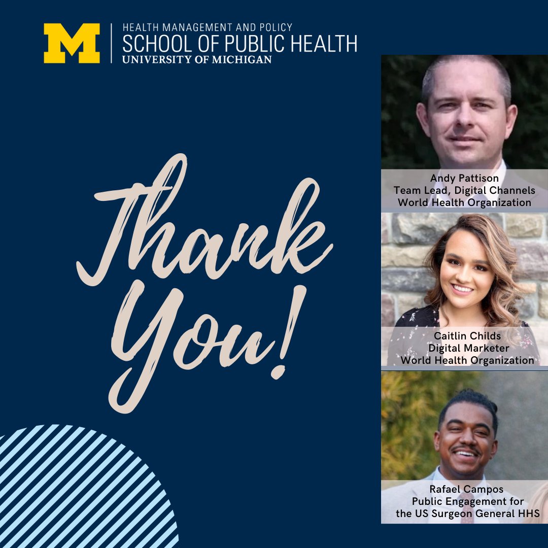 MichiganHMP (@michiganhmp) on Twitter photo Thank you to Andy Pattison (Team Lead in Digital Channels), Caitlin Childs (Digital Marketer), and Rafael Campos (Public Engagement for the US Surgeon General) for launching our HMP Conversation Webinar Series with the <a href="/WHO/">World Health Organization (WHO)</a>: Combat Misinformation on Social Media. Thank you to Andy Pattison (Team Lead in Digital Channels), Caitlin Childs (Digital Marketer), and Rafael Campos (Public Engagement for the US Surgeon General) for launching our HMP Conversation Webinar Series with the <a href="/WHO/">World Health Organization (WHO)</a>: Combat Misinformation on Social Media.