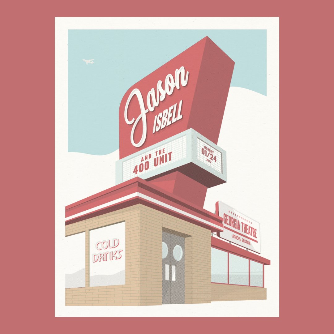 .@JasonIsbell and @the400Unit play at the @GaTheatre tonight in Athens, GA. We’ll have this poster from Yellowhammer Designs for sale in the #merchzone while supplies last. Still a few tickets available here: bit.ly/IsbellGATH22