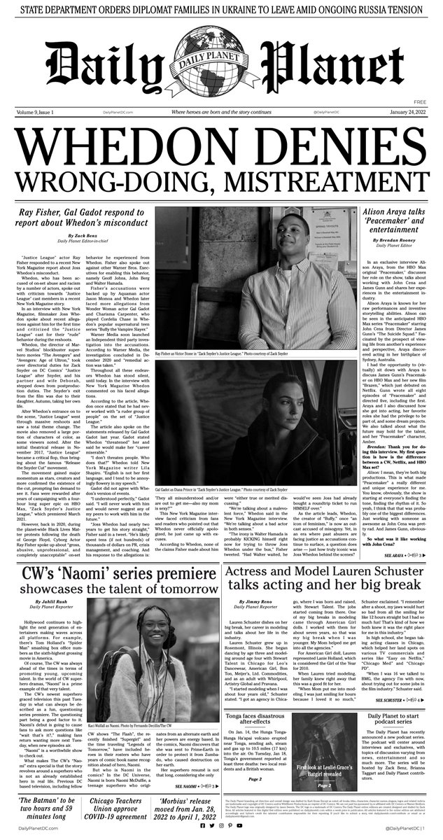 DailyPlanetDC's tweet image. In the first #OnlineEdition of 2022 last week&apos;s top news, reviews and exclusives are featured under our familiar masthead. 

These printable issues of the Daily Planet are available to download/print/read for free here:🗞️ dailyplanetdc.com/2022/01/24/jan…