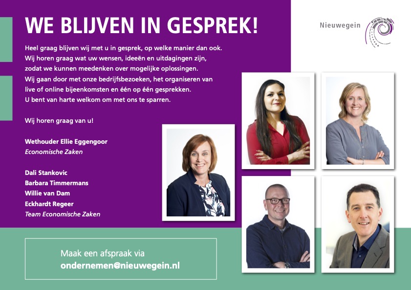 WIJ STAAN VOOR U KLAAR!
De coronamaatregelen heeft voor ondernemers tot problemen geleid. Helaas kunnen wij dat niet allemaal voor u oplossen. Maar we gaan onverminderd door om u te helpen met het vinden van oplossingen.
Neem contact met ons op en wij maken graag een afspraak!