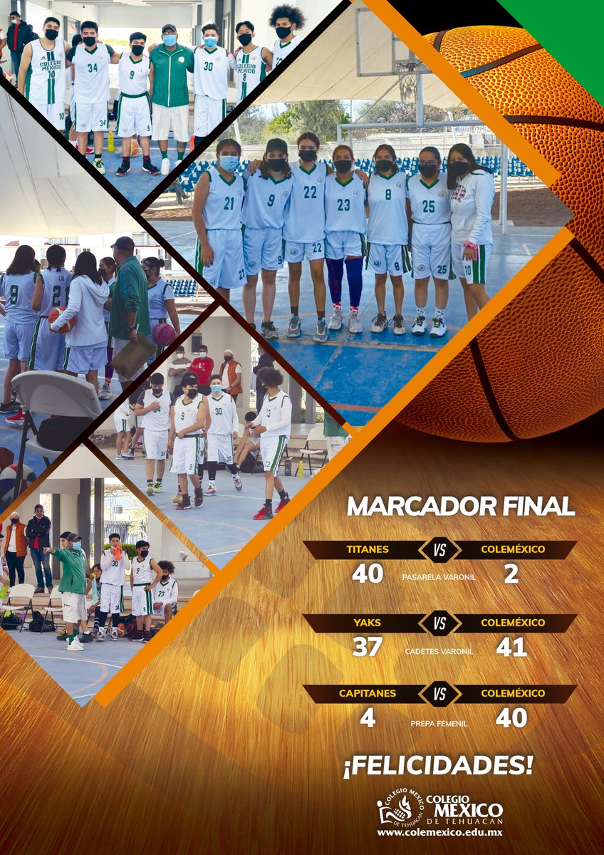 ColeMexicoTH's tweet photo. Felicitamos a nuestros equipos de baloncesto por los resultados obtenidos en esta jornada. 🏀
#todossomoscoleméxico https://t.co/DZ4Gh5QckV