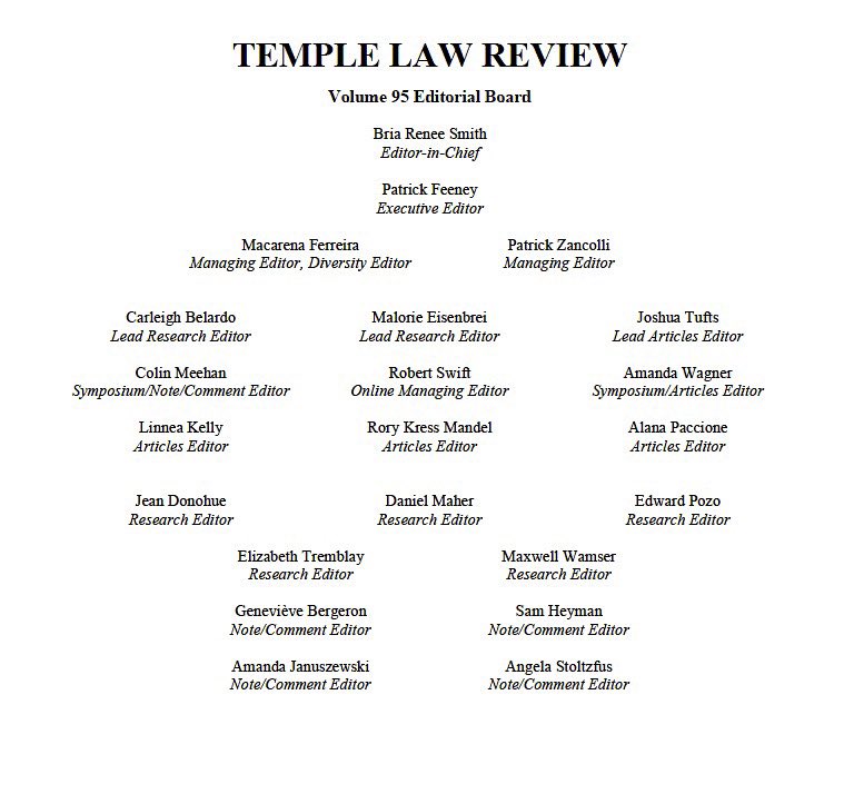 Congratulations to the TLR Volume 95 Editorial Board! We can’t wait see what the new board will accomplish.