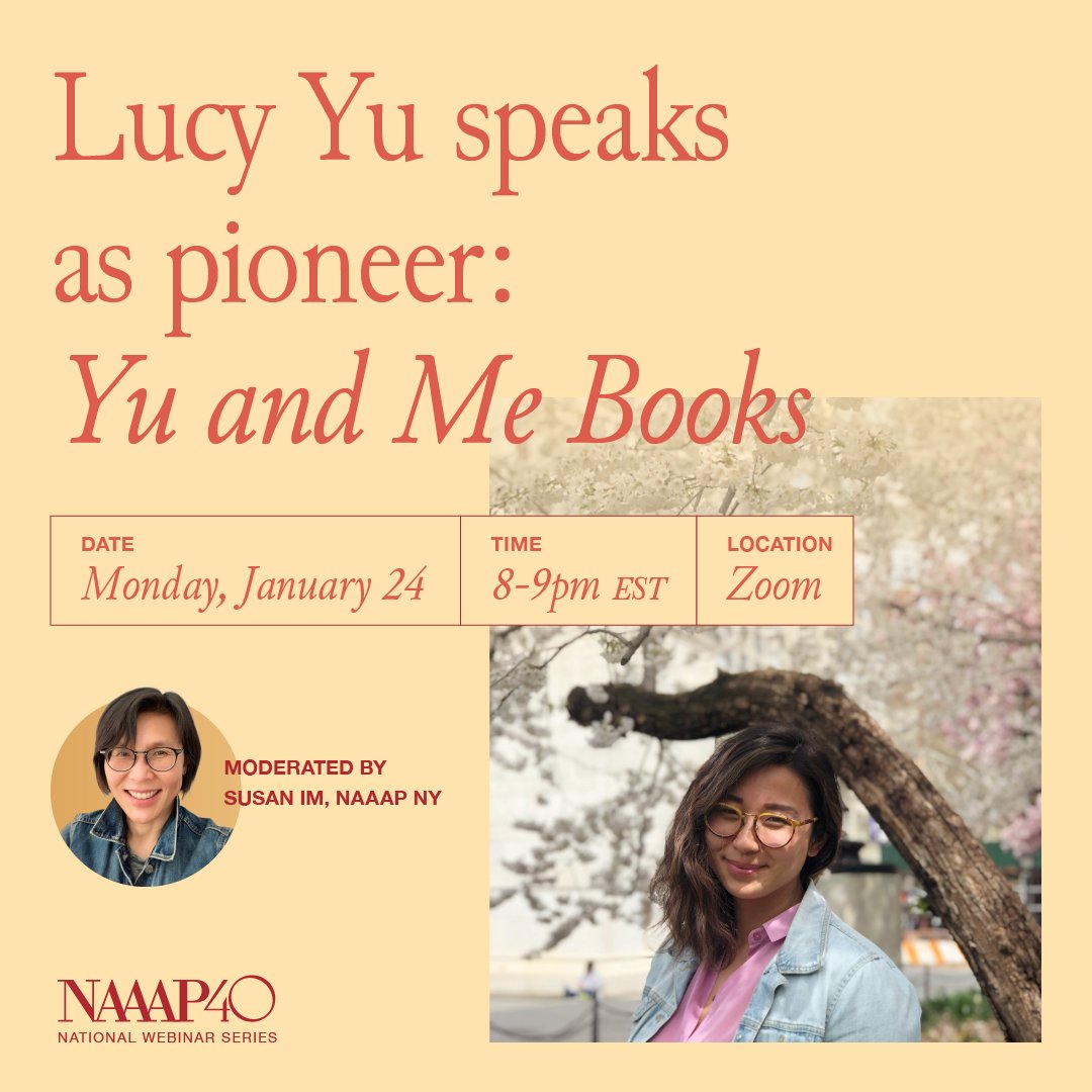 naaap's tweet photo. It's not too late to join us today! Register for our exclusive event with Lucy Yu, the first Asian American Bookstore owner in New York City. 8pm EST on Zoom.
Register today! https://t.co/TcLME95fpd
#NAAAP40 #LimitlessLeadership #findingyourpurpose #yuandmebooks @yuandmebooks https://t.co/D3xS7IcwxO