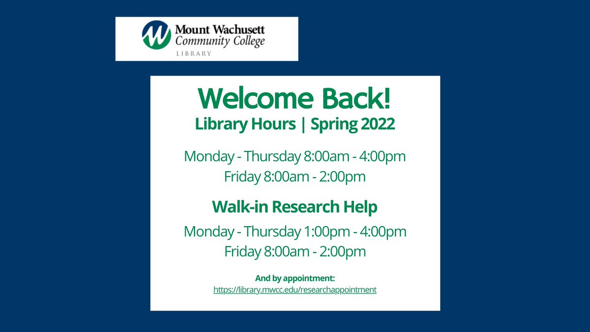 Welcome back to campus <a href="/MountWachusett/">MWCC</a> students! The library is excited to see you this semester. #mwcc