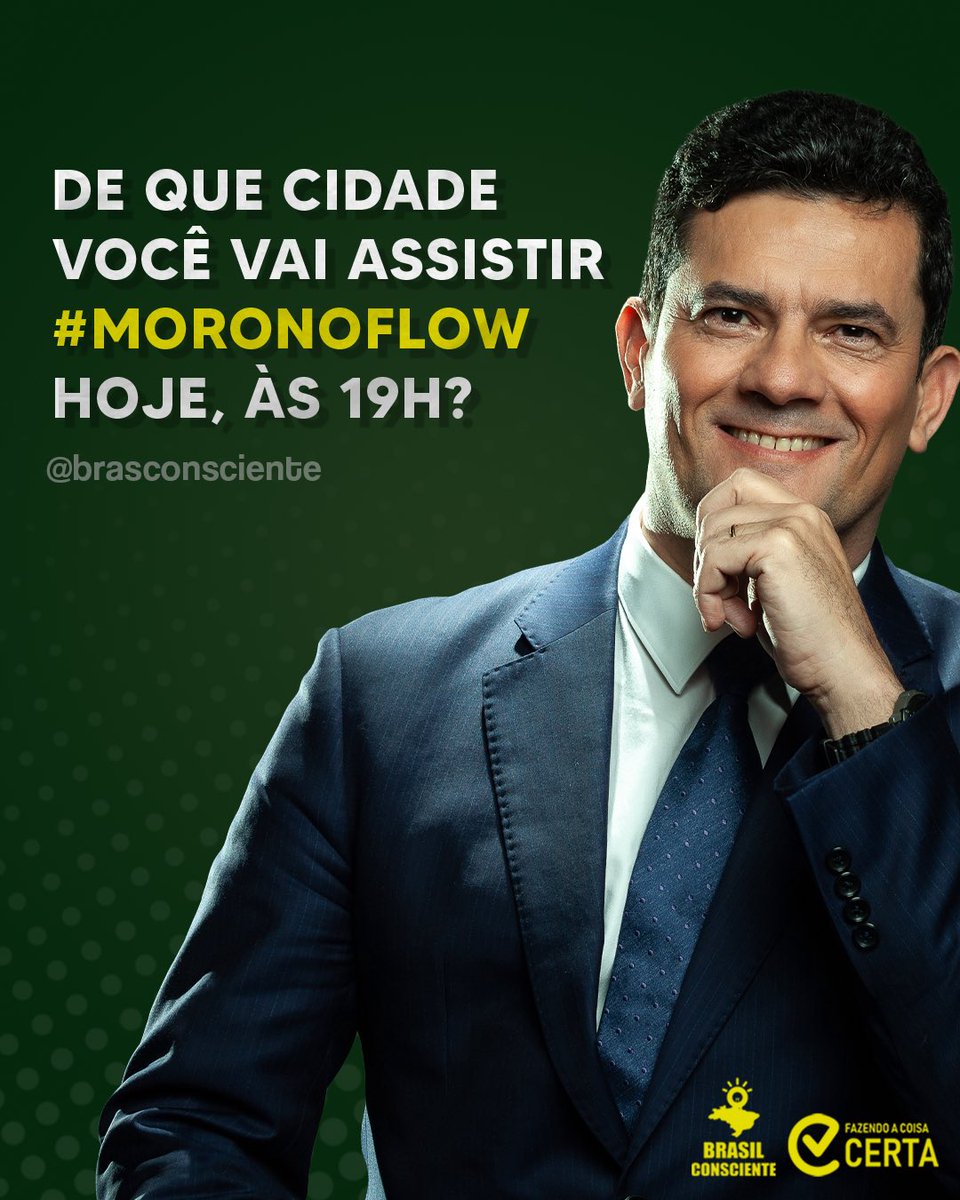 BrasConsciente's tweet photo. Hoje é dia de todo mundo ficar ligado na super entrevista do @SF_Moro para o @flowpdc. Responda à nossa pergunta e compartilhe sem dó!
#MoroNoFlow 🆙🆙🆙 https://t.co/GBMU7x67tT
