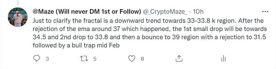 _CryptoMaze_'s tweet photo. #BTC target reached at 32.9 k.

Lots of volume on the 1 hr candles for #Bitcoin indicating that a bottom  has been reached.
To make sure this is a bottom is if BTC manages to close next 4 hr candles above 34.5, it will be choppy but 39k coming eventually
#Crypto #cryptocurrency https://t.co/Bw8CqlP5NO