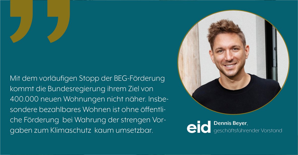 ❗Vorläufiger Stopp der BEG-Förderung❗
Die Bundesförderung für effiziente Gebäude (BEG) der KfW wurde heute mit sofortiger Wirkung vom #BMWK und der #KfW mit einem vorläufigen Programmstopp belegt. 
 
#werteorientierteswohnen #nachhaltigkeit #BEG #klimaschutz