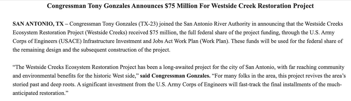 JoshuaFechter's tweet photo. Inbox: @TonyGonzales4TX seeks publicity for a project on San Antonio's West Side funded by the $1.2T infrastructure bill

Except he voted against the bill — and deleted the statement he made after voting against it

(h/t @RWebner) #txlege https://t.co/2JLKZrTn0S