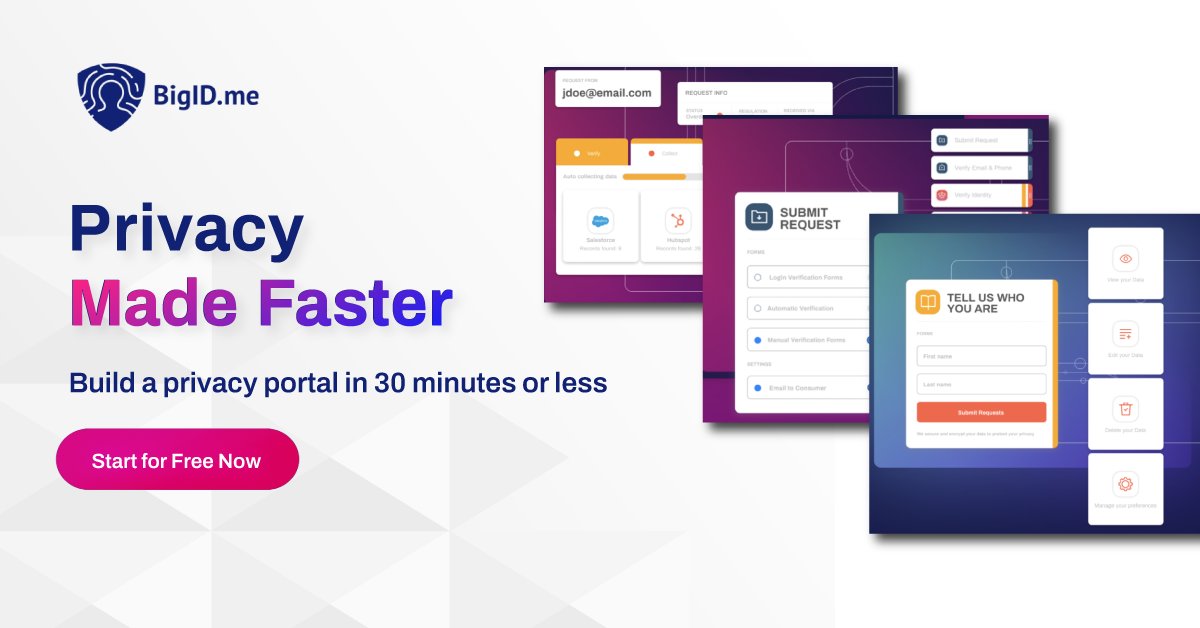 bigidme's tweet photo. Build a custom privacy portal in less than 30 minutes. Start for free now: https://t.co/hTJ5HtQsot https://t.co/7TMmnLfI66