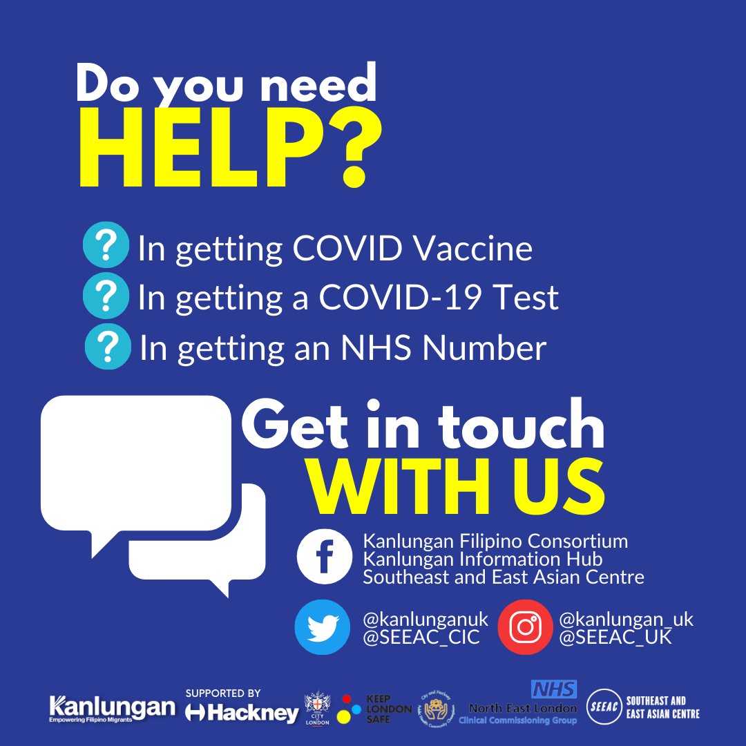 KanlunganCOVID's tweet photo. If you haven't had your COVID-19 Vaccine, you can come and walk-in to clinics below. You can also book an appointment by filling up the form below.
https://t.co/pdD4vs9xH7
Send us a DM if you need help or assistance.
#PinoyUK #BakunaUK https://t.co/BWcEKZzTJd
