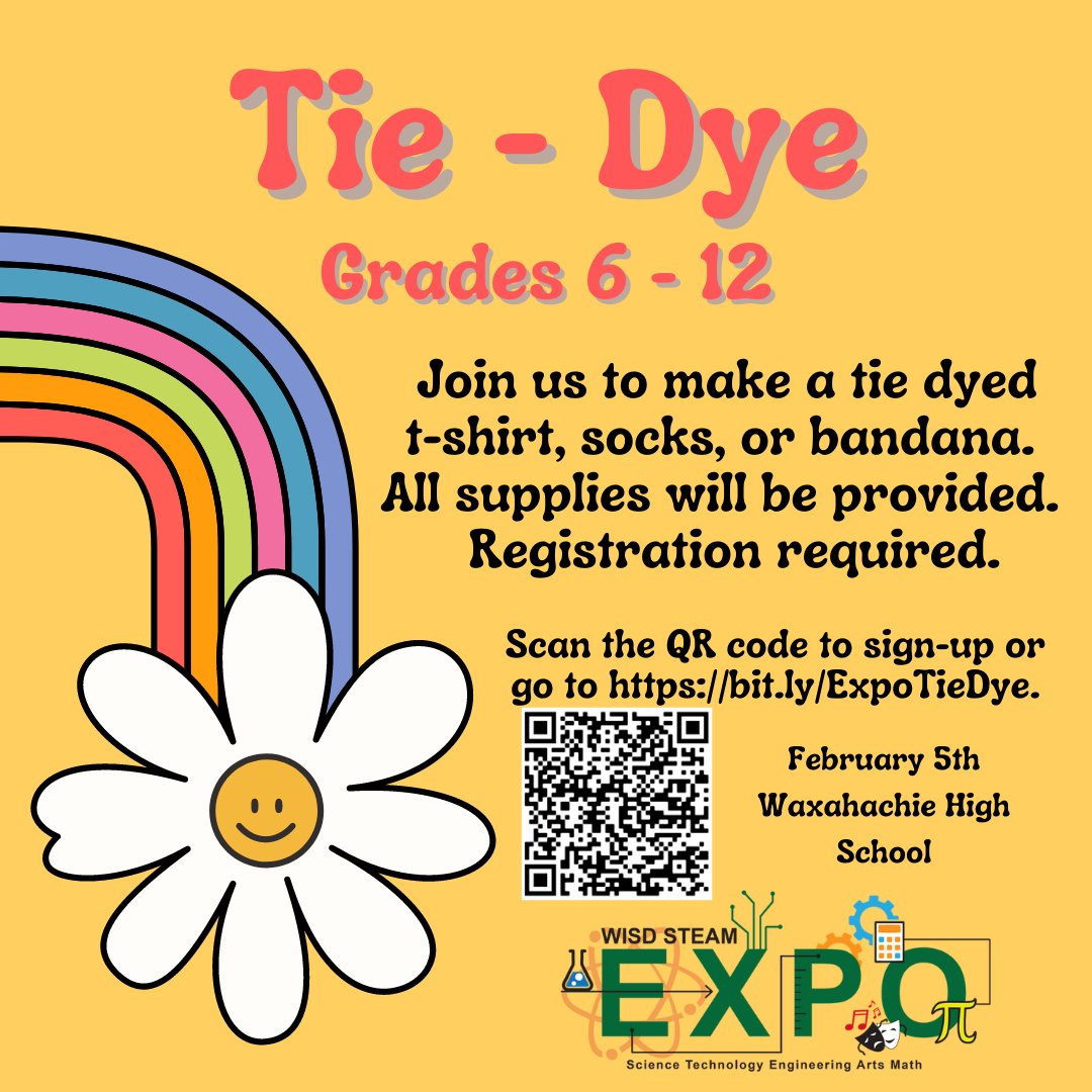 The WISD 2022 STEAM Expo is right around the corner! Don't forget to register for FREE, unique experiences.

EXPERIENCES 👇
— Dissection of a Real Heart: bit.ly/ExpoDissect
— DNA Extraction: bit.ly/ExpoDNA
— Tie-Dye: bit.ly/ExpoTieDye